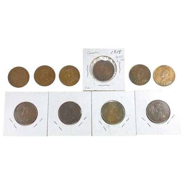 1919 High Grade Canada Large Cent  [10 Coins]