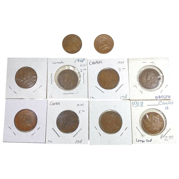 1918 High Grade Canada Large Cent  [10 Coins]