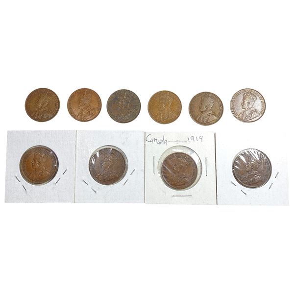 1918-1919 High Grade Canada Large Cent  [10 Coins]