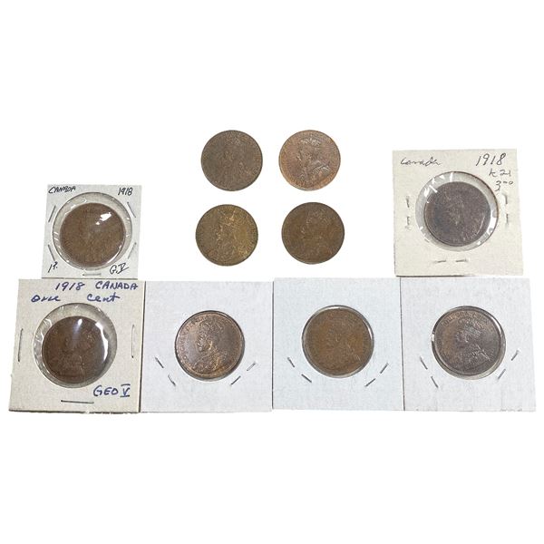 1918 High Grade Canada Large Cent  [10 Coins]