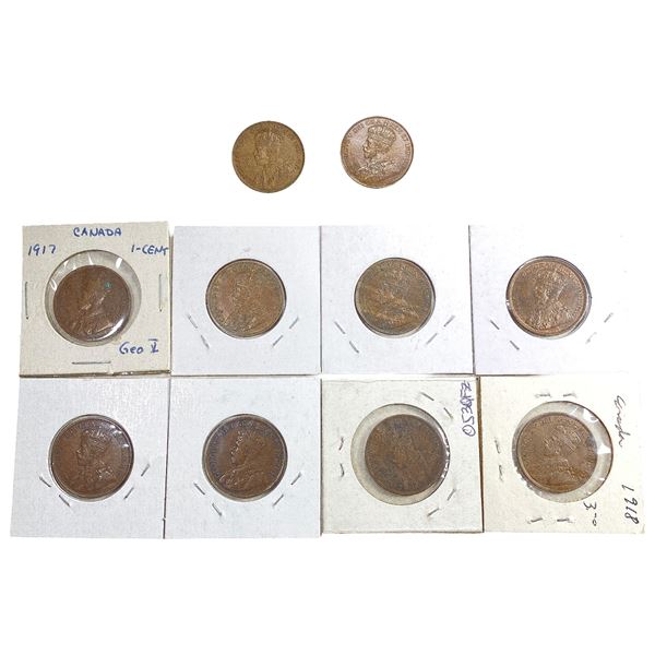1917-1918 High Grade Canada Large Cent  [10 Coins]