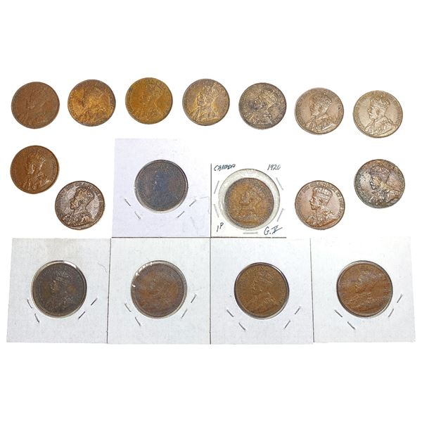 1919-1920 High Grade Canada Large Cent  [17 Coins]