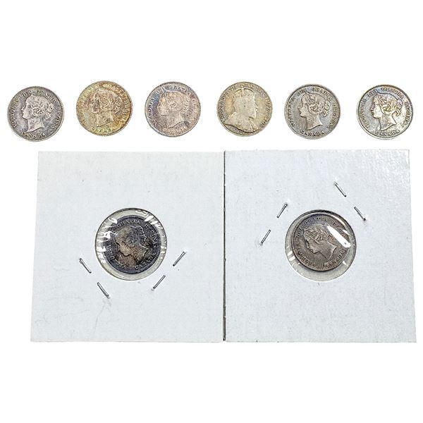 1900-1902 High Grade Canada 5 Cent Silver  [8 Coins]