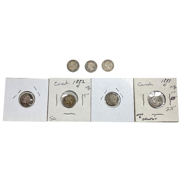 1882-1883 Better Date Canada 5 Cent Silver  [7 Coins]