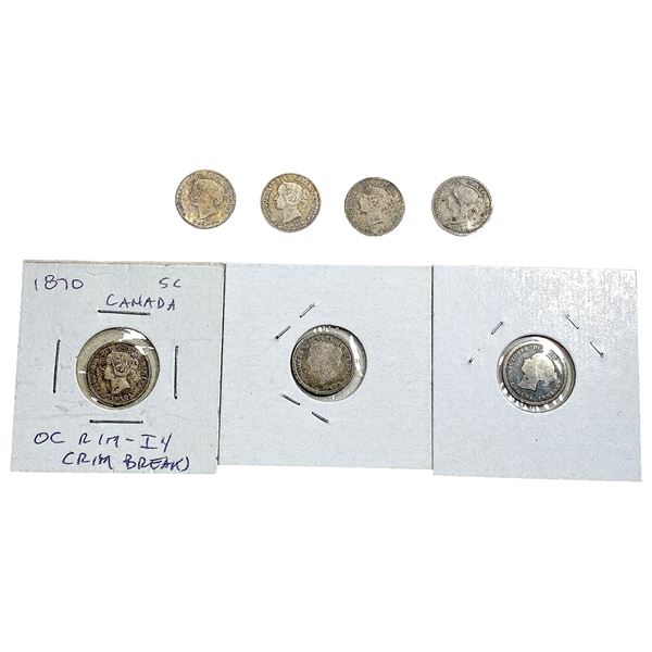 1858-1870 Better Date Canada 5 Cent Silver  [7 Coins]