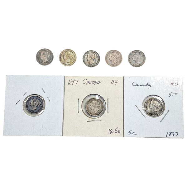 1897 Better Date Canada 5 Cent Silver  [7 Coins]