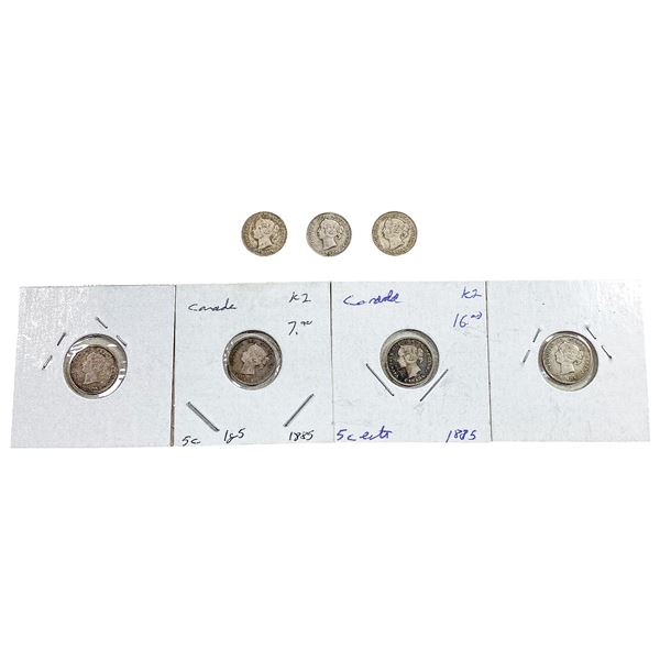 1883-1886 Better Date Canada 5 Cent Silver  [7 Coins]