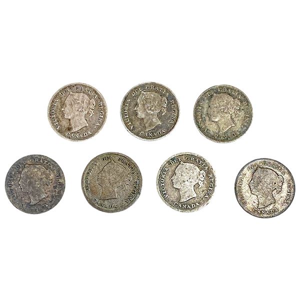 1880-H Better Date Canada 5 Cent Silver  [7 Coins]