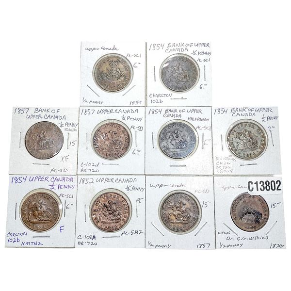 1820-1857 Upper Canada 1/2 Penny Token  [10 Coins]