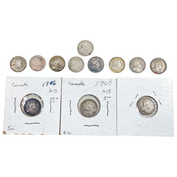 1905 High Grade Canada 5 Cent Silver  [12 Coins]