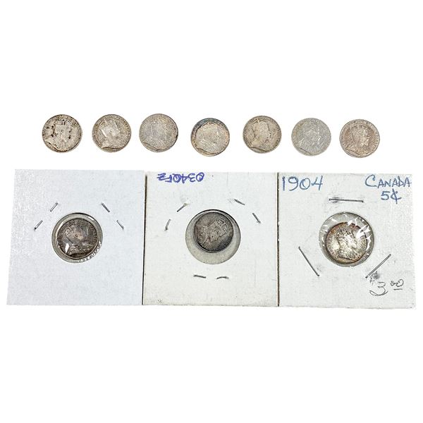 1903-1904 Better Date Canada 5 Cent Silv [10 Coins]