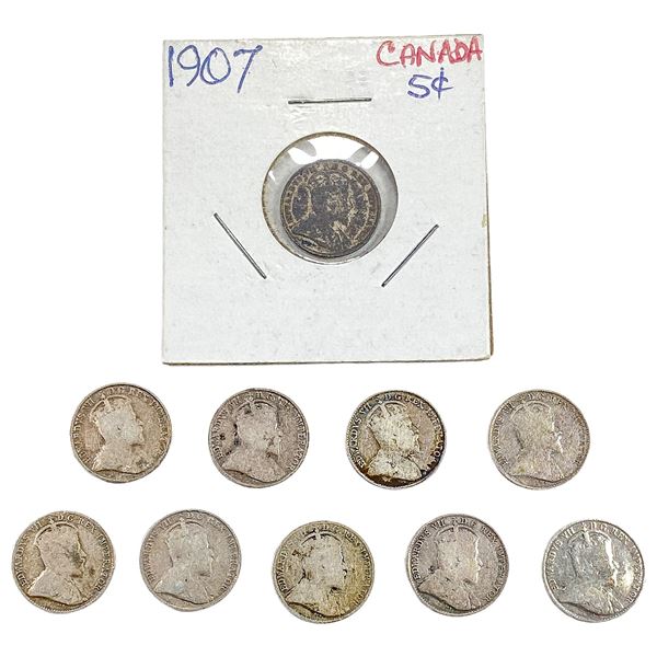 1906-1907 Canada 5 Cent Silver  [10 Coins]
