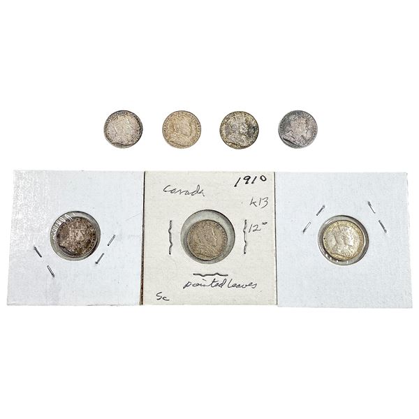 1902-1910 High Grade Canada 5 Cent Silver  [7 Coins]