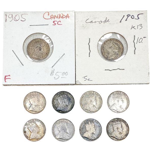1904-1905 Canada 5 Cent Silver  [10 Coins]