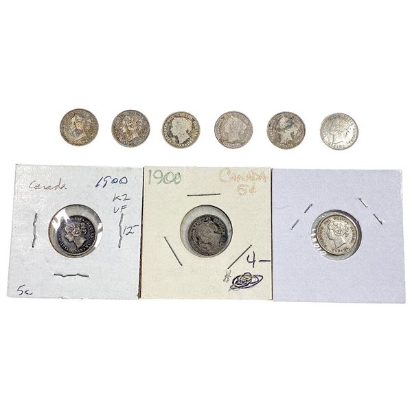 1900 Canada 5 Cent Silver  [9 Coins]