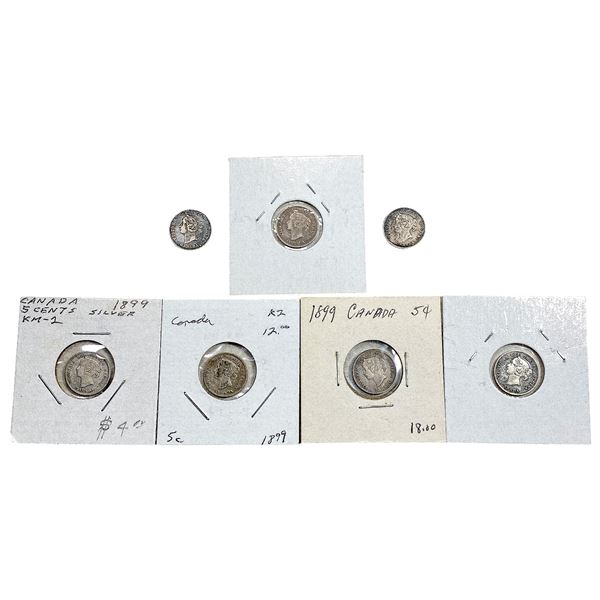 1899-1900 Better Date Canada 5 Cent Silver  [7 Coins]