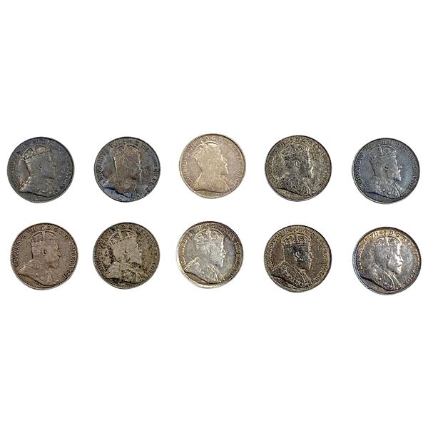 1903 Better Date Canada 5 Cent Silver  [10 Coins]