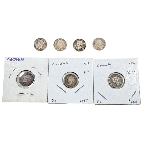 1888 Better Date Canada 5 Cent Silver  [7 Coins]