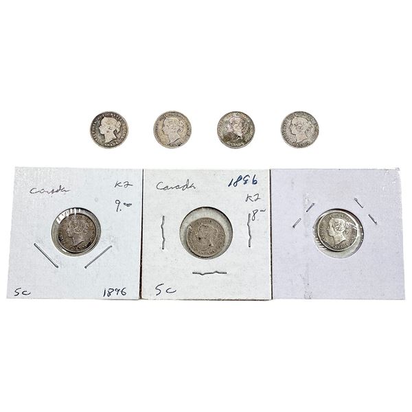 1896 Better Date Canada 5 Cent Silver  [7 Coins]