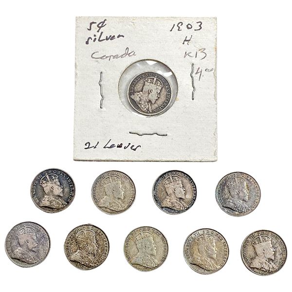 1903 High Grade Canada 5 Cent Silver  [10 Coins]