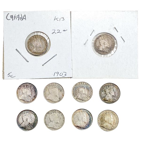 1902-1903 Canada 5 Cent Silver  [10 Coins]