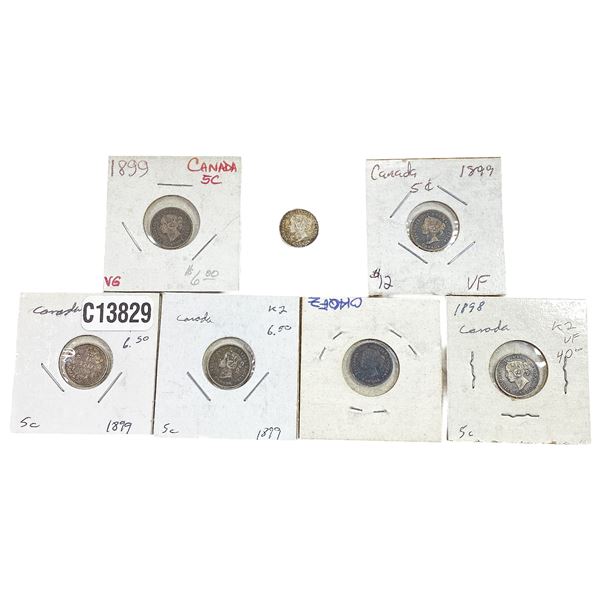 1898-1899 Canada 5 Cent Silver  [7 Coins]