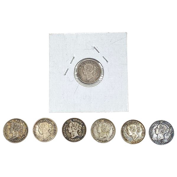 1891 Better Date Canada 5 Cent Silver  [7 Coins]