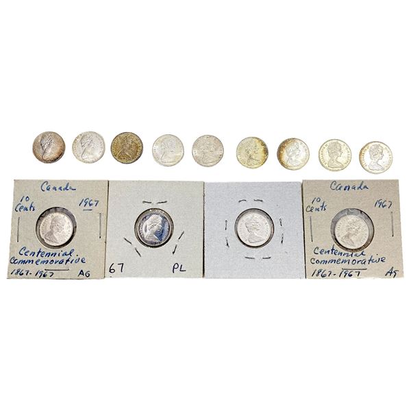 1967 GEM BU PL Canada Silver Dime  [13 Coins]
