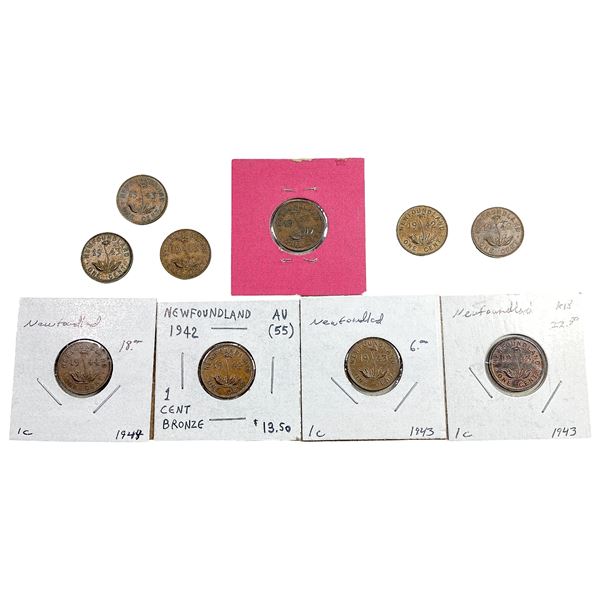 1942-1947 High Grade Newfoundland 1 Cent  [10 Coins]