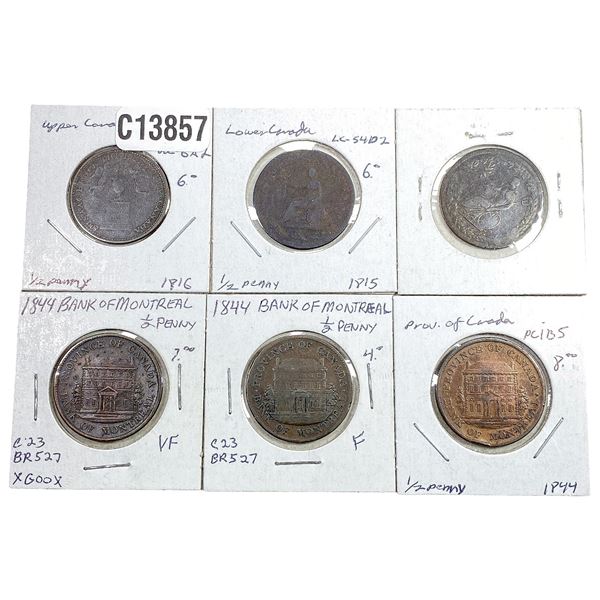 1814-1844 Canadian Provincial Tokens  [6 Coins]