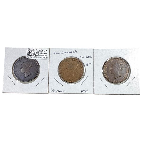 1843-1854 Canadian Provincial Tokens  [3 Coins]