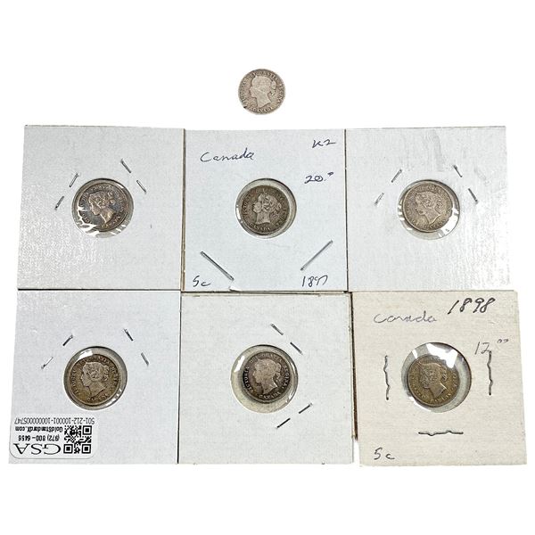 1897-1898 Canada 5 Cent Silver  [7 Coins]