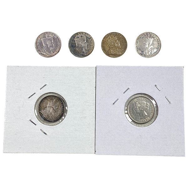 1900-1911 HIGH GRADE Canada 5 Cent Silver[6 Coins]