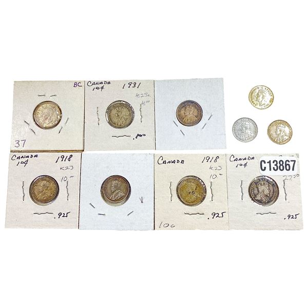 1905-1937 HIGH GRADE Canada Dime  [10 Coins]