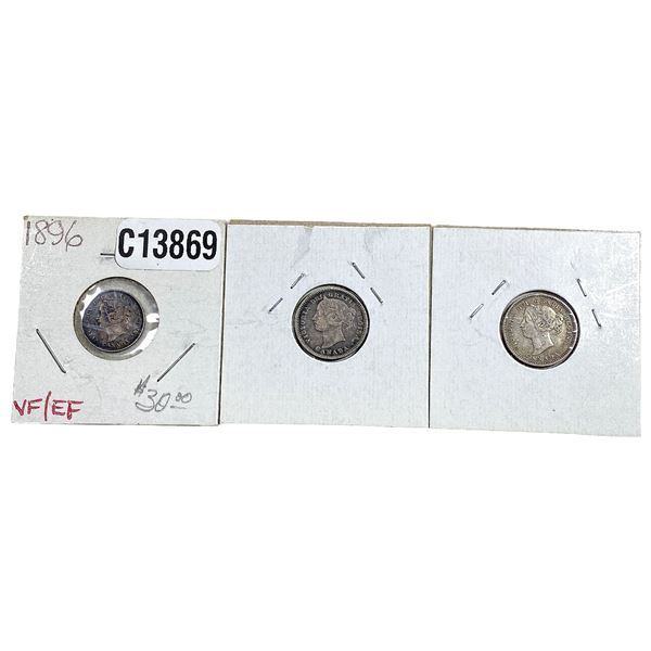 1896-1901 HIGH GRADE Canada 5 and 10 Cent  [3 Coins]