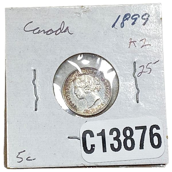 1899 Canada 5 Cent Silver AU