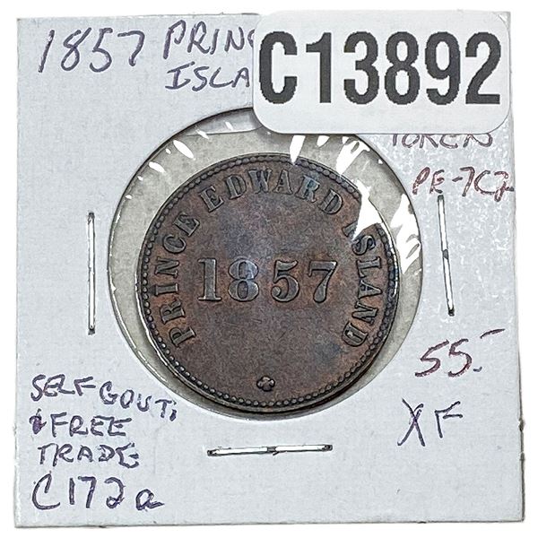 1857 PEI 1/2 Penny Token AU