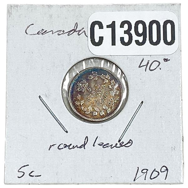 1909 Canada 5 Cent Silver AU
