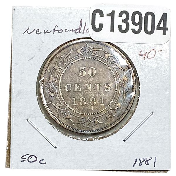 1881 Newfoundland Half Dollar VF