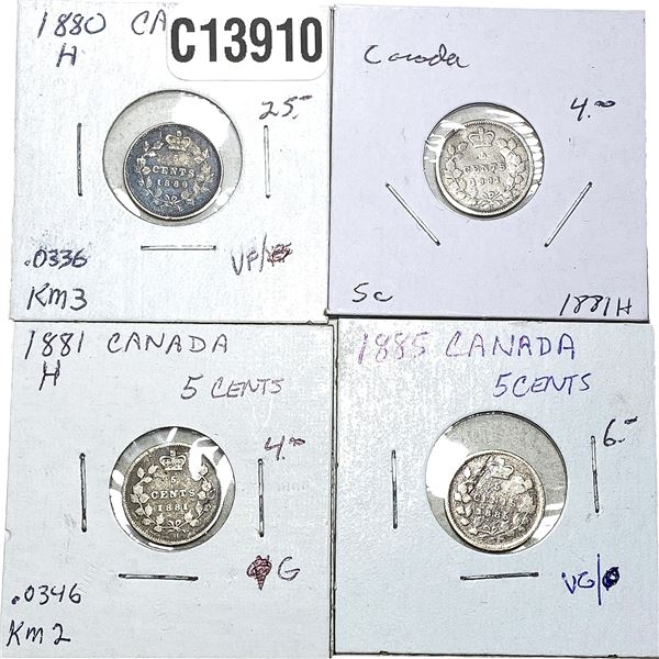 1880-1881 Canada 5 Cent Silver  [3 Coins]