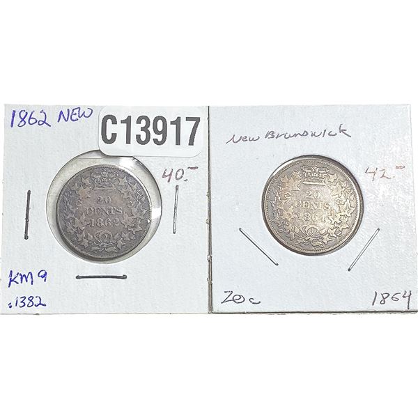 1862-1864 New Brunswick 20 Cent Piece  [2 Coins]