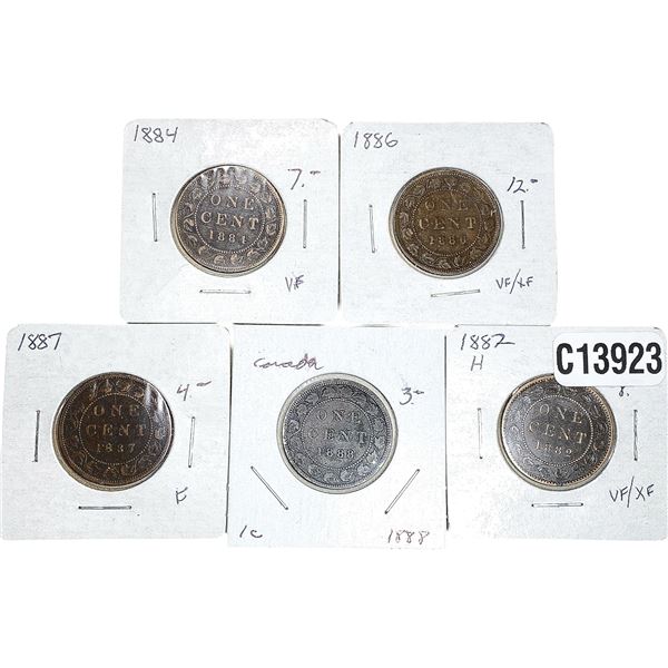 1882-1888 High Grade Canada Large Cent  [5 Coins]