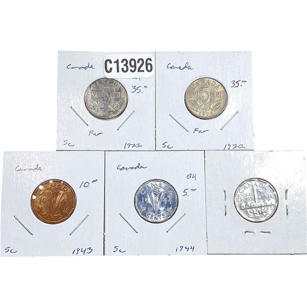 1922-1951 High Grade Canada Nickel  [5 Coins]