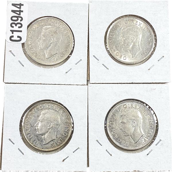 1938-1947 Better Date Canada Half Dollar  [4 Coins] AU+