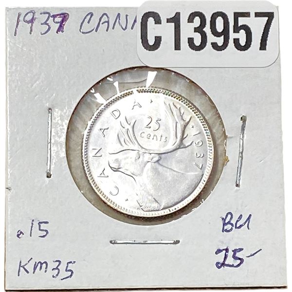 1937 Canada Silver Quarter Ch BU