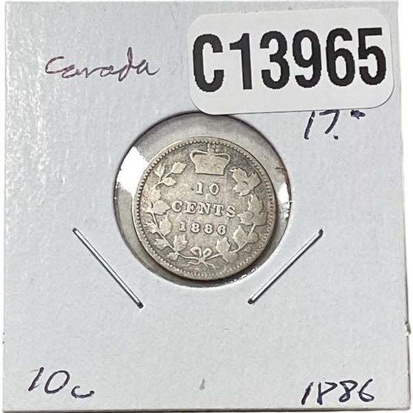 1886 KEY DATE Canada Silver Dime Avg Circ