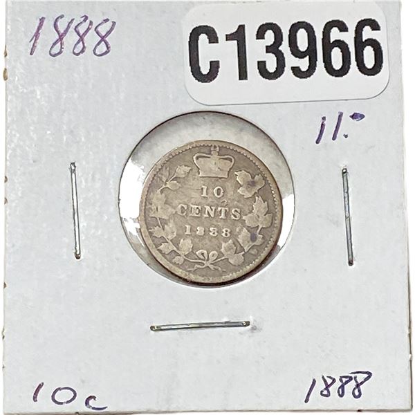 1888 KEY DATE Canada Silver Dime Avg Circ