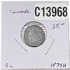Image 1 : 1875-H KEY DATE Canada 5 Cent Silver Avg Circ