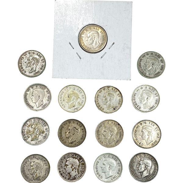 1941 Canada Silver Dime Lot [15 Coins]
