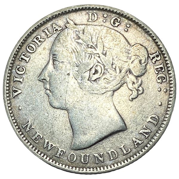 1899 Lg 99 Newfoundland 20 Cent Piece XF